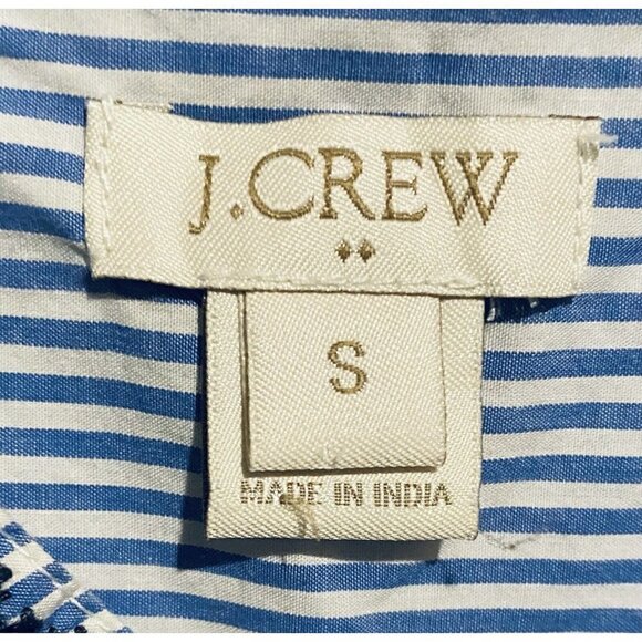 J Crew Top Womens Small Striped Embroidered Popover Tunic Hi Low Hem Cotton - Picture 5 of 8